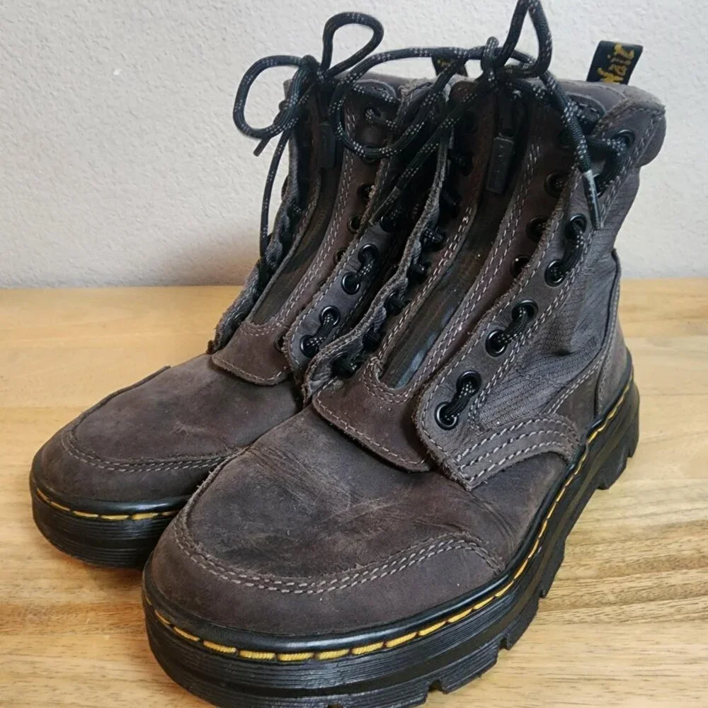 Dr Martens Combs Jungle Zip Boots Mens Size 6 Brown Lace Up Leather